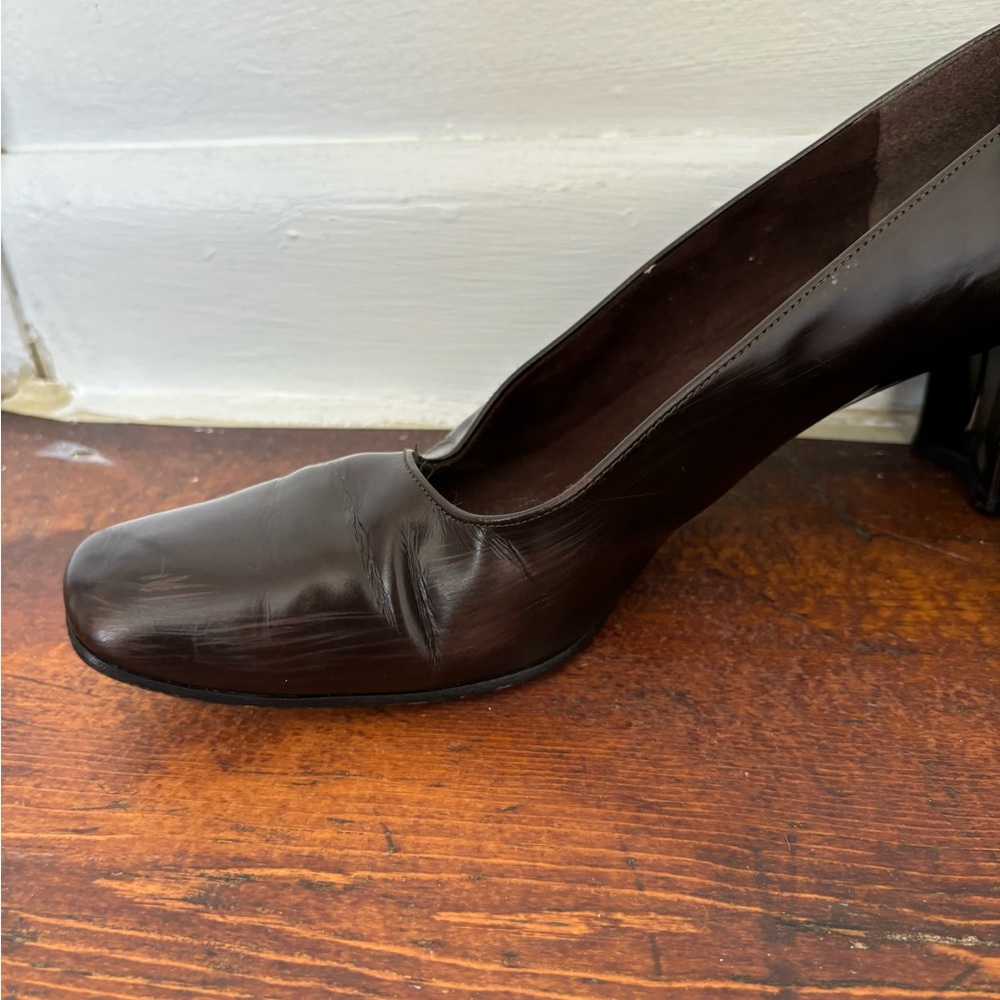 Stuart Weitzman Brown Square Toe Block Heel - image 4